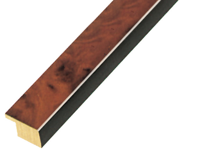 Asta in radica - Larghezza 20mm Altezza 14 - Lucida colore noce - 20ROL
