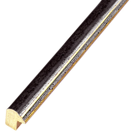 Asta pino giuntato - Larghezza 13mm Altezza 15 - Nero con filo argento - 232NERO