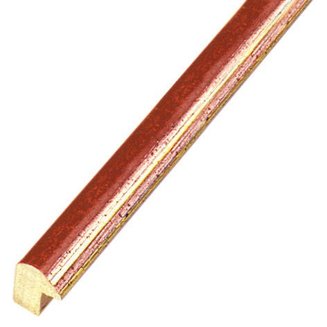 Asta pino giuntato - Larghezza 13mm Altezza 15 - Rosso con filo argento - 232ROSSO