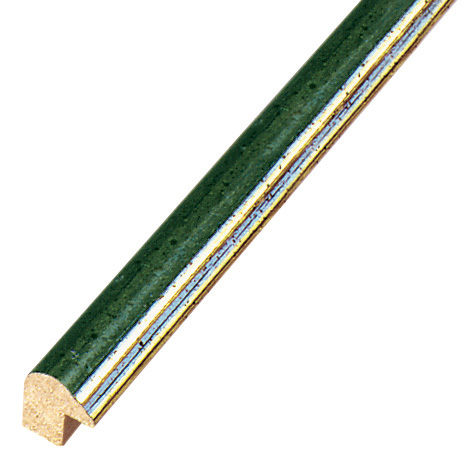 Asta pino giuntato - Larghezza 13mm Altezza 15 - Verde con filo argento - 232VERDE