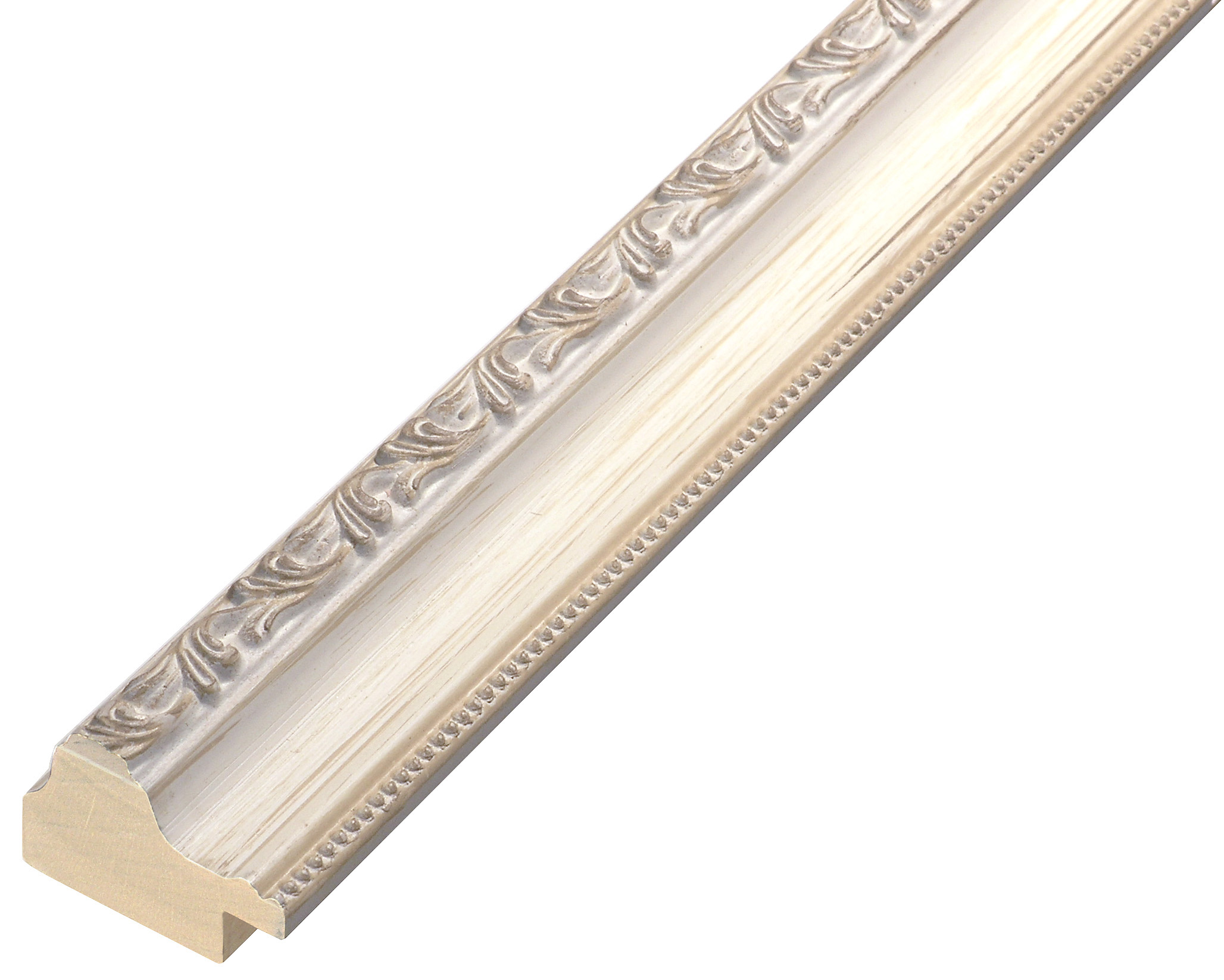 Asta pino giuntato - Larghezza 32mm Altezza 22 - Bianco con decorazioni - 392PANNA