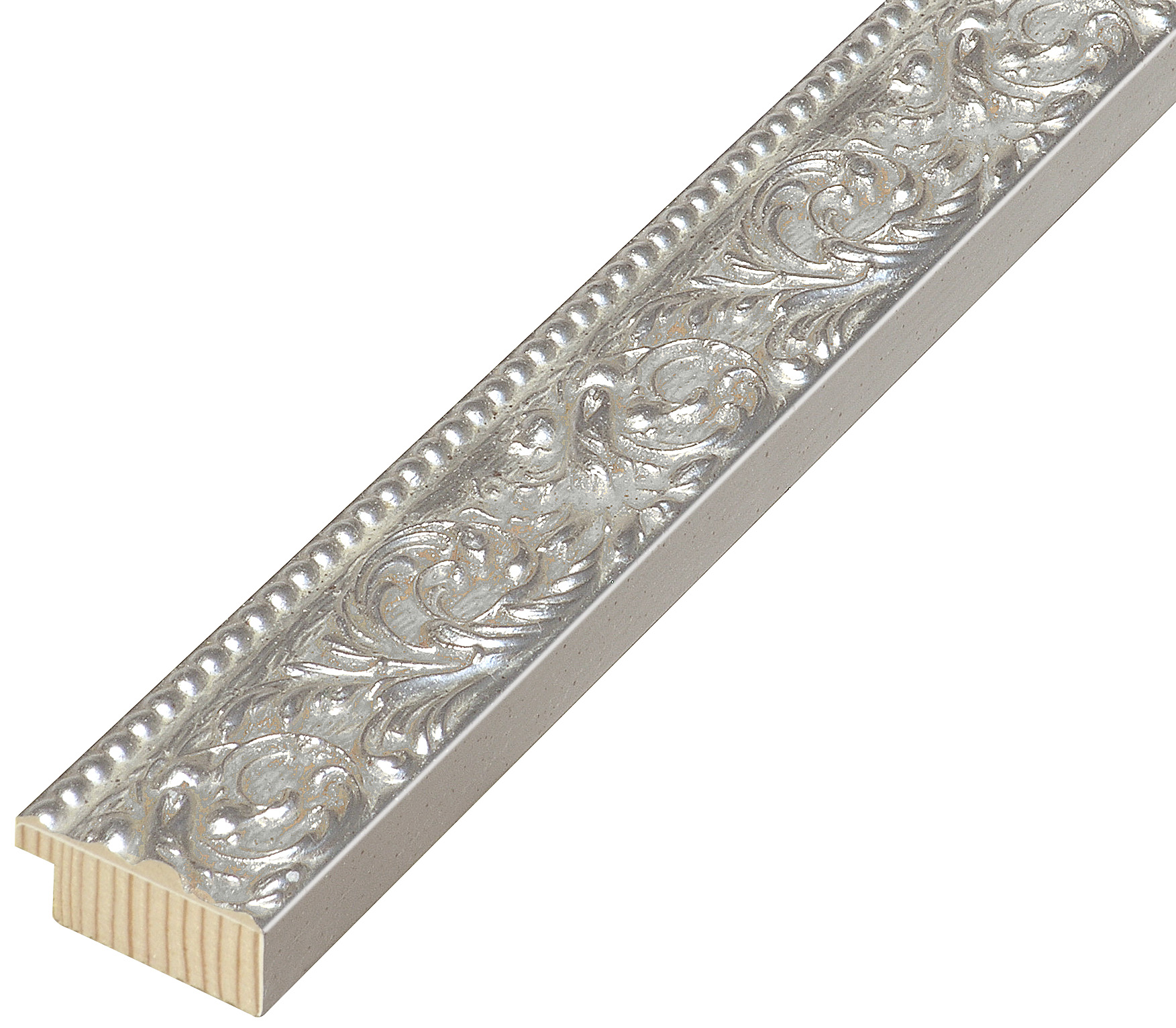 Asta in pino giuntato- Larghezza 39mm Altezza 19 - Argento e decorazioni - 437ARG