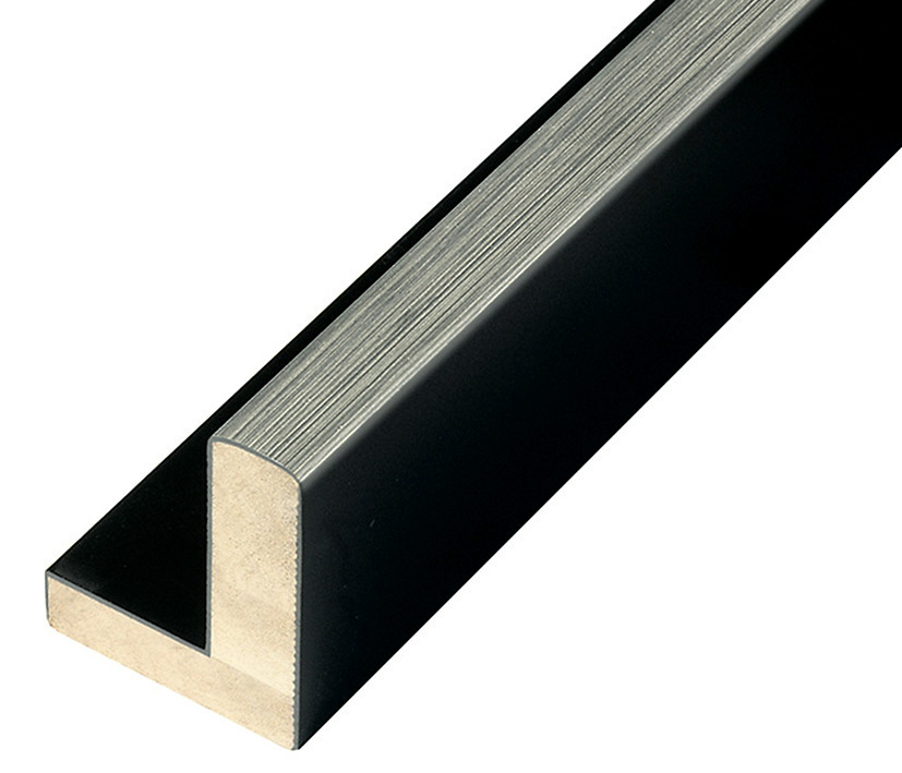 Asta a L - Jelutong - Larghezza 40mm Altezza 49 - Nero fascia Argento - 585ARG