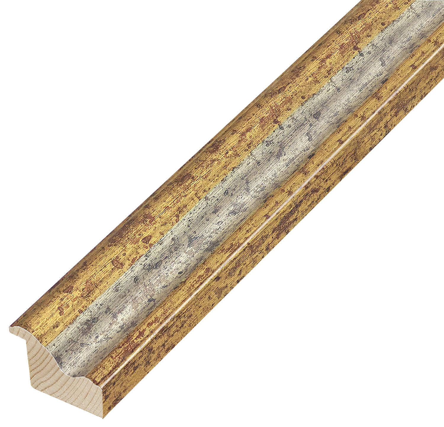 Asta pino giuntato - Larghezza 45mm Altezza 32 - Oro, gola argento - 828OROARG