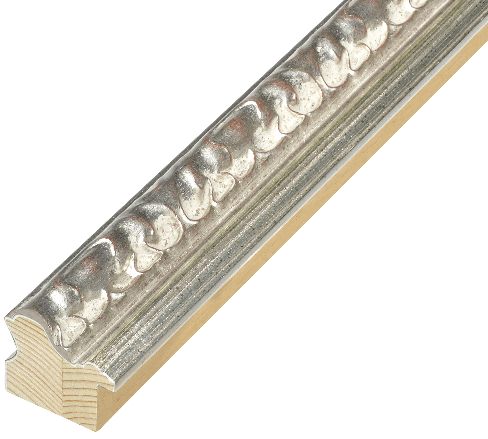 Asta in pino - Larghezza 40mm Altezza 38 - Argento con decorazioni - 837ARG