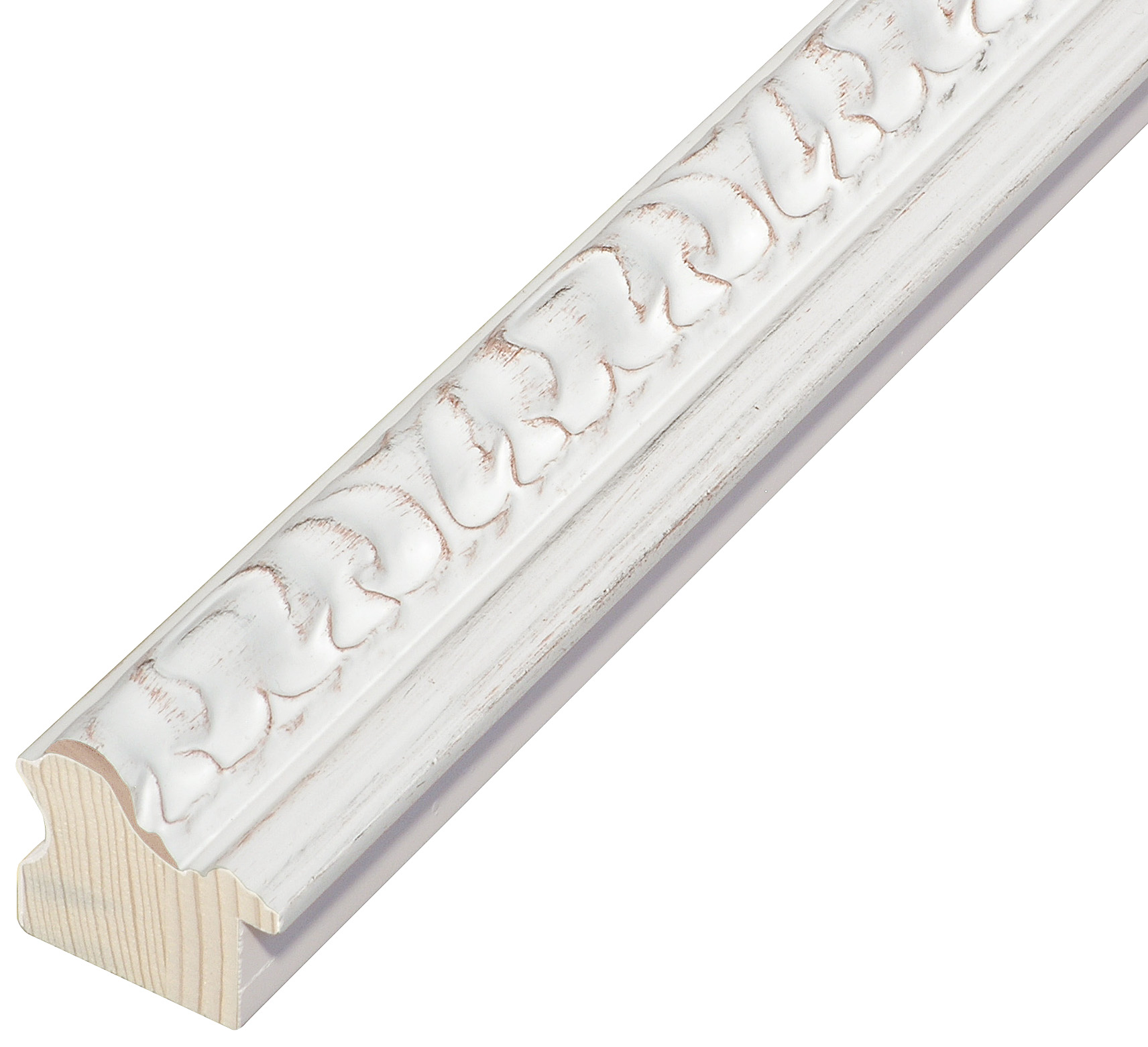 Asta in pino - Larghezza 40mm Altezza 38 - Bianco con decorazioni - 837BIANCO