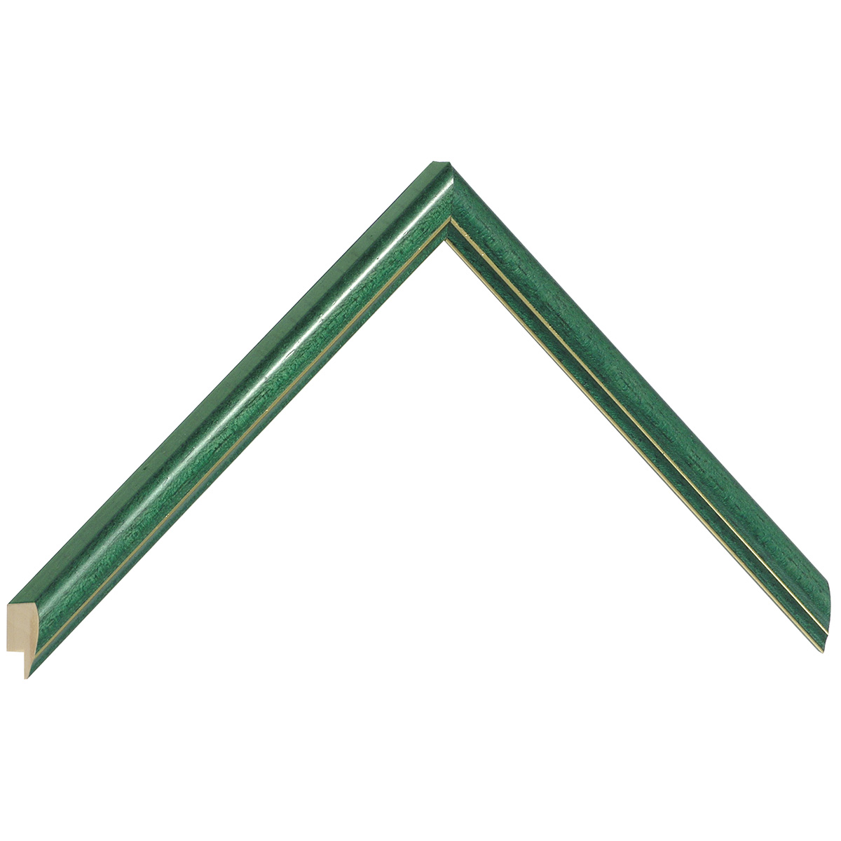 Asta pino giuntato - Larghezza 13mm Altezza 15 - Verde con filo argento - Campione
