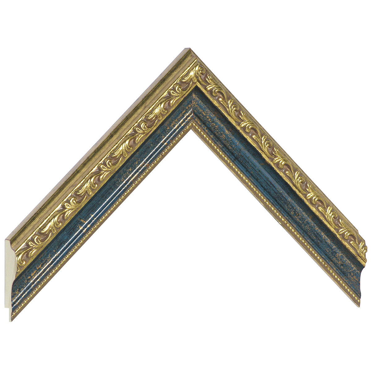 Asta pino giuntato - Larghezza 32mm Altezza 22 - Blu con decorazioni - Campione