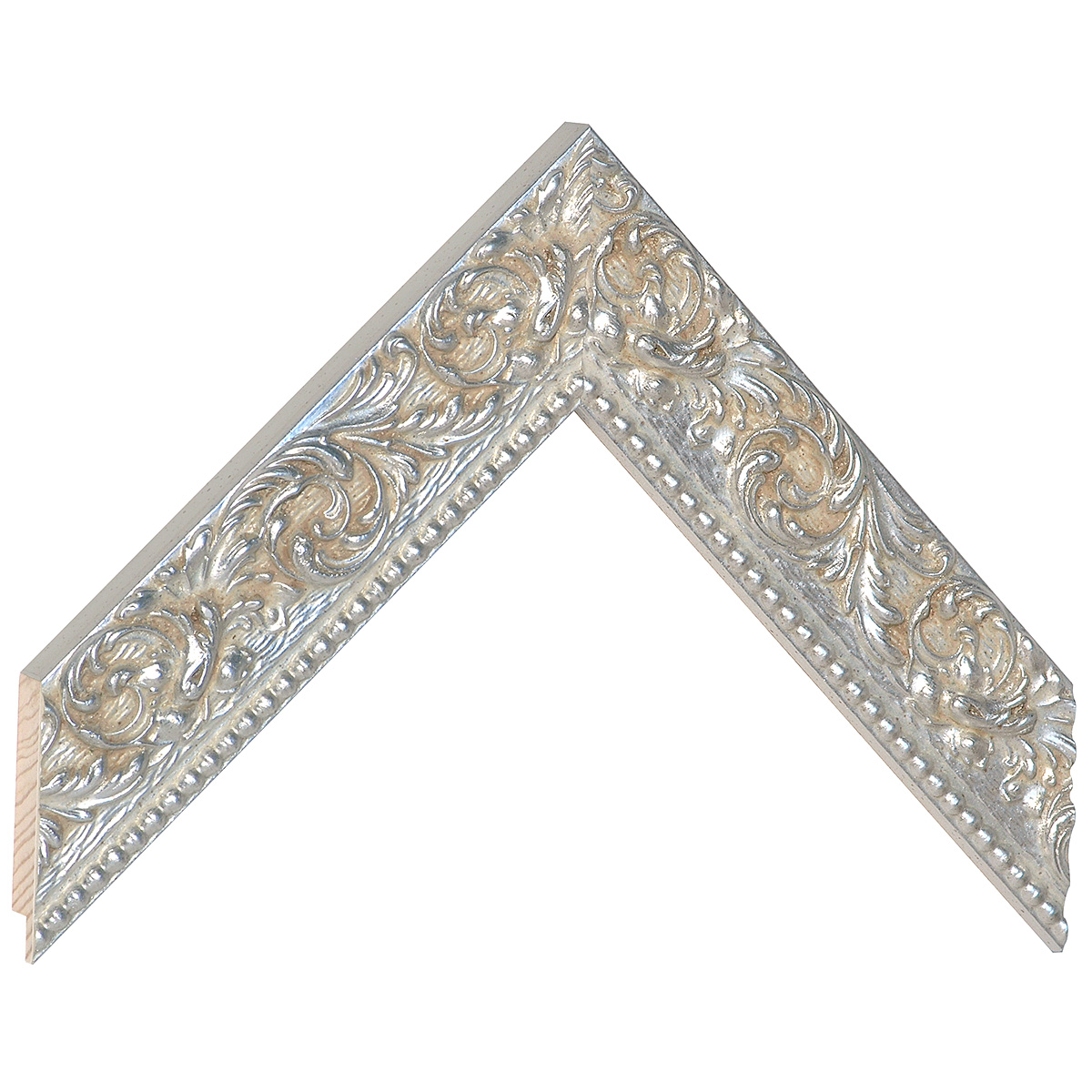 Asta in pino giuntato- Larghezza 39mm Altezza 19 - Argento e decorazioni - Campione