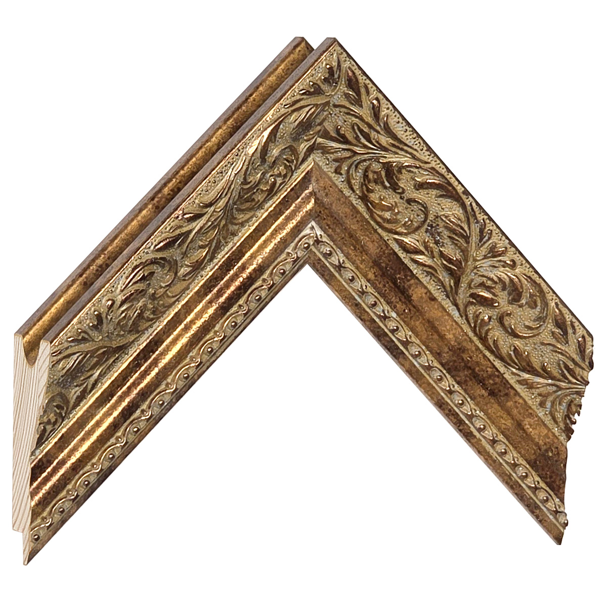 Asta pino giuntato - Largh. 57mm Alt. 38 - Oro anticato con decorazioni - Campione