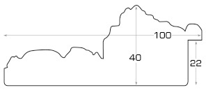 Asta pino giuntato - Larghezza 100mm Altezza 40 - Oro con decorazioni - Sezione