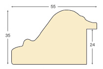 Asta in ayous - Larghezza 55mm Altezza 35 - Oro, decorazioni in rilievo - Sezione