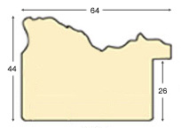 Asta in ayous - Larghezza 64mm Altezza 44 - Argento, decoraz. in rilievo - Sezione