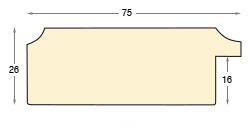 Asta in ayous - Larghezza 75mm Altezza 26 - Ciliegio - Sezione