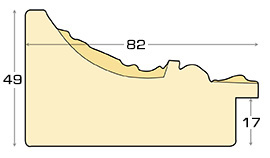 Asta pino giuntato - Larghezza 82mm Altezza 49 - Oro con decorazioni - Sezione