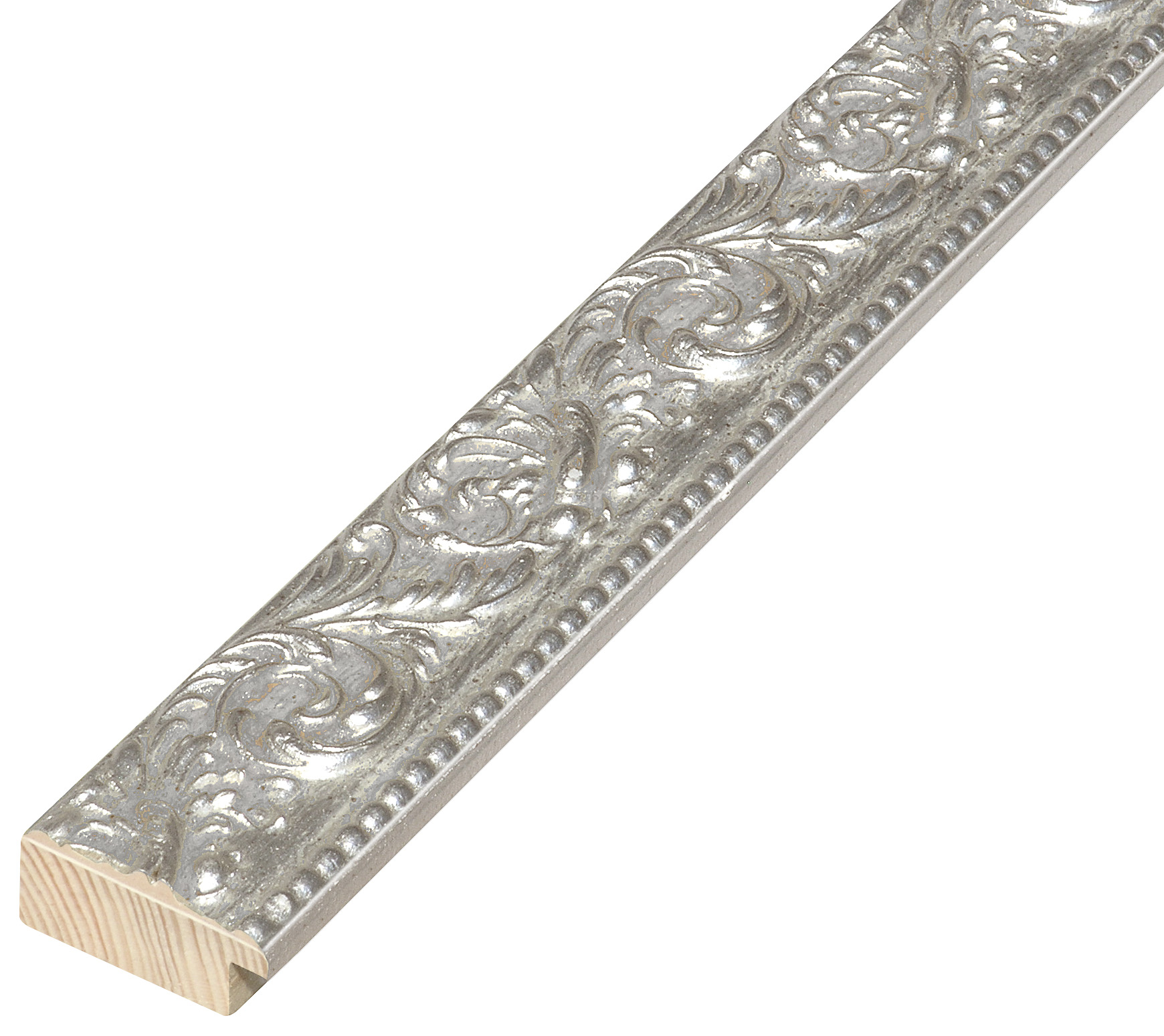 Asta in pino giuntato- Larghezza 39mm Altezza 19 - Argento e decorazioni