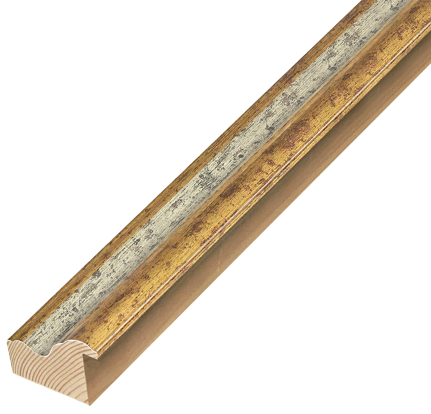 Asta pino giuntato - Larghezza 45mm Altezza 32 - Oro, gola argento